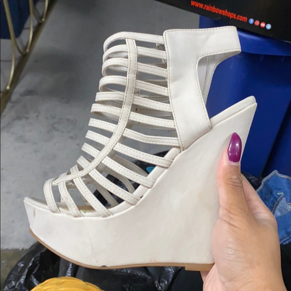 Tan wedge heeled sandals